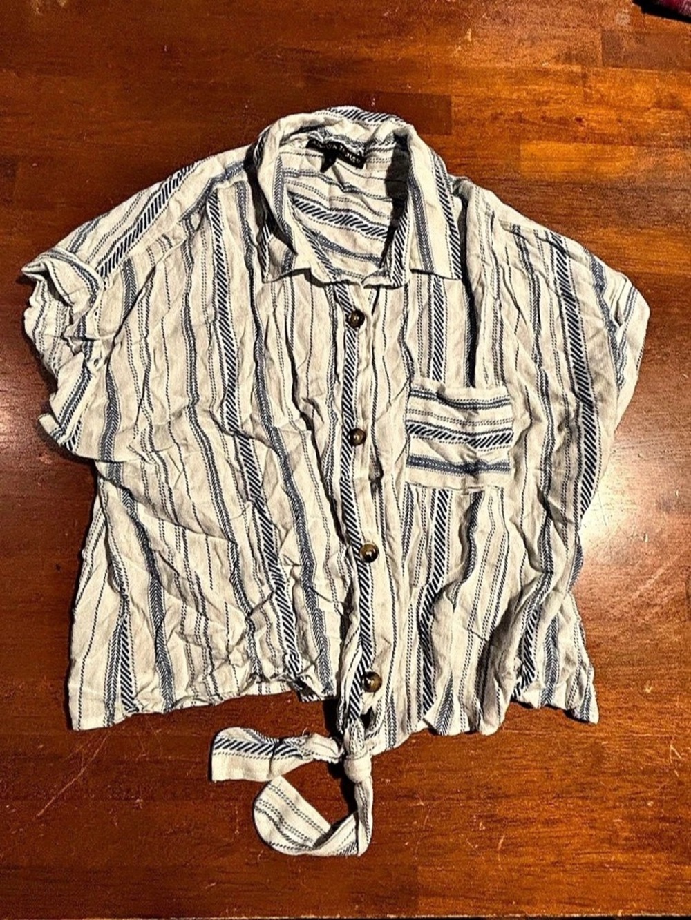 Always Indigo Striped Shirt in White & Blue Like New